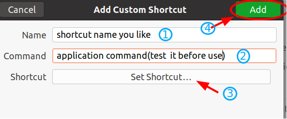 Add a costom shortcut